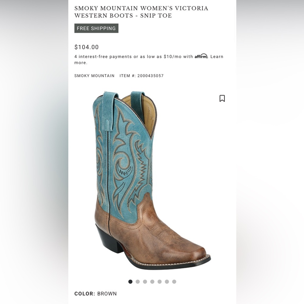 Smoky Mountain Blue and Brown Western Boots